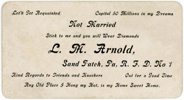 Stick to Me and You Will Wear Diamonds, L. M. Arnold, Sand Patch, Pennsylvania