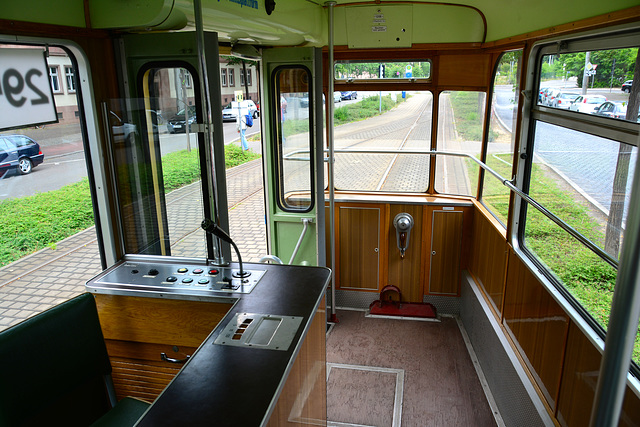 Leipzig 2015 – Straßenbahnmuseum – Conductor’s place in tram 1206