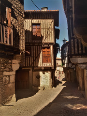 Street scene, a village (possibly La Alberca) in Salamanca Province.