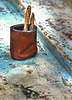 Vintage bottom paint on a rowboat