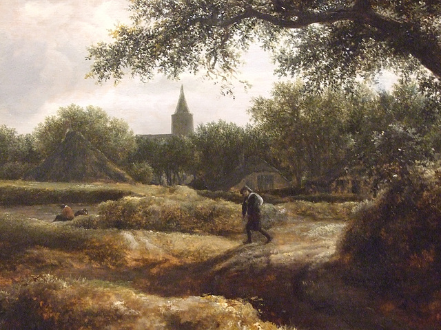 Detail of a Landscape with a Village in the Distance by Van Ruisdael in the Metropolitan Museum of Art, July 2011