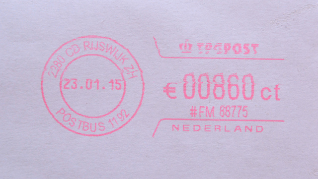 Frama postal meter impression for a registered letter