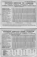Aldershot and District Farnham-London service timetable - Winter 1963/1964