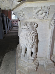 rendlesham church, suffolk  (4) lion on c15 font