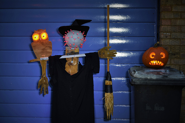 Corona Witch with her Owl, Broom and Pumpkin!