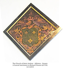 St Andrew's Alfriston a funeral hatchment to Richard Vincent 12 5 2015