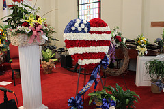 A "Flag of Flowers" at the funeral of a special friend!!  ( yes, from Covid :(((  # 1