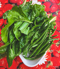 Garden spinach and french beans for dinner