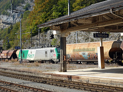 Güterzug der Französischen SNCF im Bahnhof Vallorbe