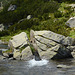 Bulgaria, Pirin Mountains, Cracked Stone Block on the Path of the Stream of the Banderitsa River