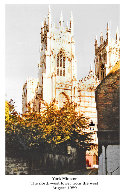 York Minster north-west tower from west August 1989
