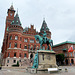 The Helsingborg city hall with the statue of Magnus Stenbock
