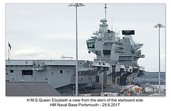 HMS Queen Elizabeth stern view of starboard side Portsmouth 29 8 2017