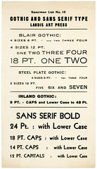 Gothic and Sans Serif Type, Specimen List No. 15, Landis Art Press, Lancaster, Pa.