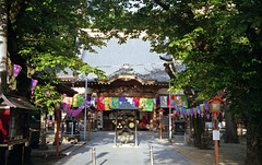 Temple with festival decoration