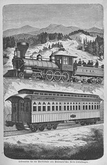 Engine for the Pacific Line and a Pullman coach