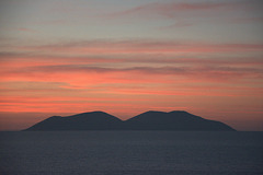 Albania, Vlorë, Sunset over the Island of Sazan