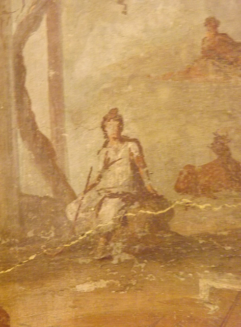 Detail of the Paris Tending Sheep and Cattle Wall Painting from Pompeii in the Naples Archaeological Museum, July 2012