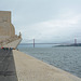 Lisbon, Monument to the Discoverers and Bridge of 25 April across Tagus River