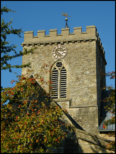 sunlight on a church tower
