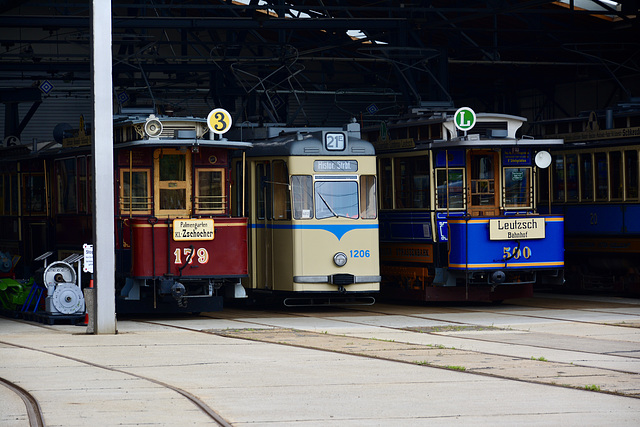 Leipzig 2019 – Straßenbahnmuseum – LVB 179, 1206 and 590