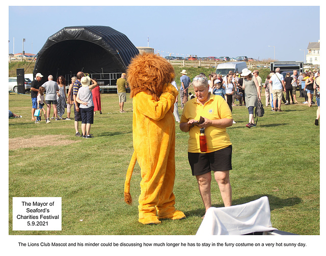 Lions Club mascot overheating - Seaford Mayor's Charities Festival 2021