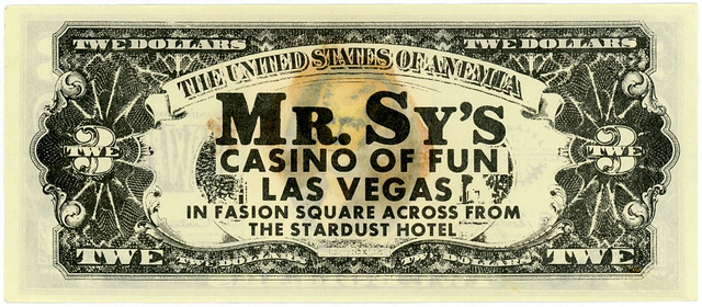 Three Dollar Bill, Mr. Sy's Casino of Fun (Back)