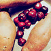 Arrangement of cherries and sweet potatoes