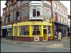 garish yellow cafe