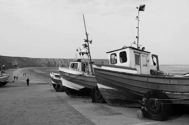 Coble boats at Coble Landing, Filey