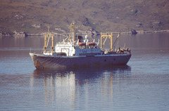 Russian Fishing Factory Ship at Ullapool,Loch Broom 22nd September 1998.