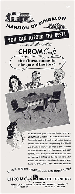 Chromcraft Furniture Ad, 1947