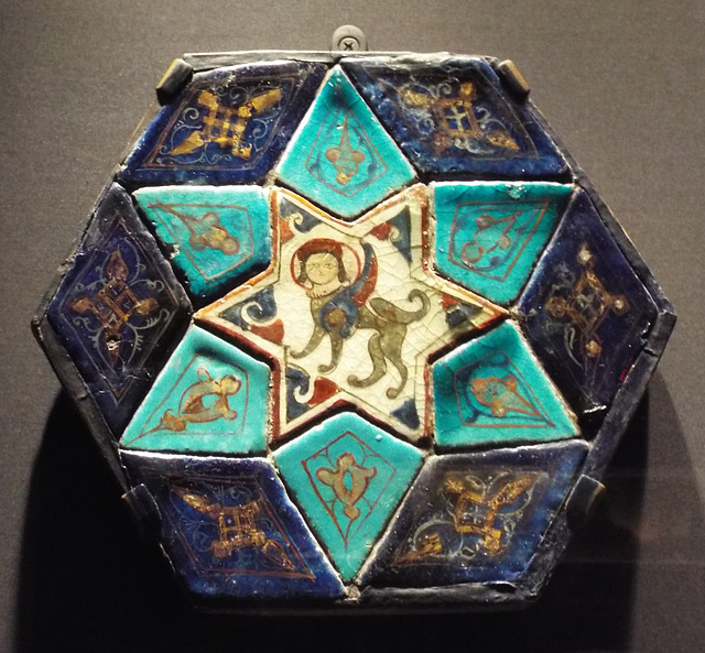 Hexagonal Tile Ensemble with Sphinx in the Metropolitan Museum of Art, July 2016