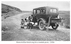 Emma & her daughter, Ethel have a roadside picnic - c1931