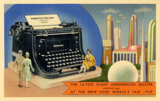 A Giant Underwood Typewriter at the New York World's Fair, 1939