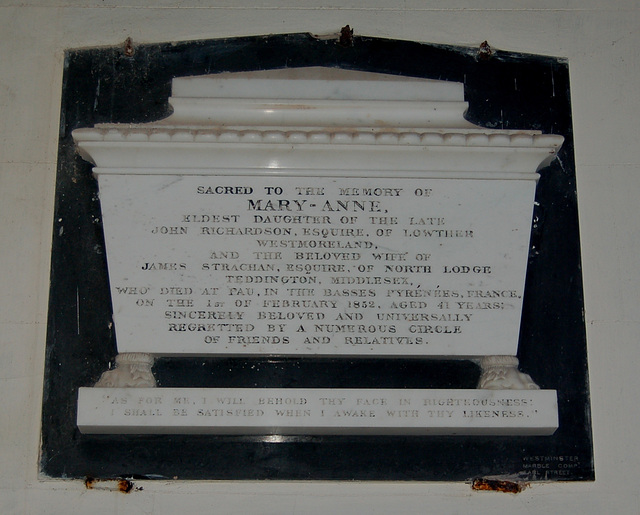 Memorial To May Anne Strachan, Lowther Church, Cumbria