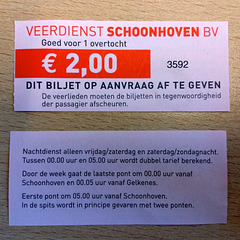 Ticket for the ferry at Schoonhoven