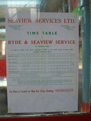 DSCF8766 Seaview Services timetable displayed at the Isle of Wight Bus and Coach Museum - 6 July 2017
