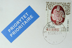 Polish stamp and priority label