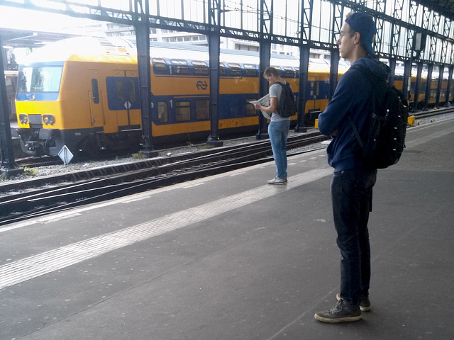 Waiting for a train at Haarlem