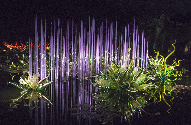 Pond spires illuminated