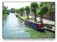 Narrow boat 'Eila Alexandra' on the river Thames at Osney, close to Oxford city centre - 4.8.2005