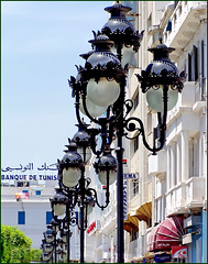 Tunisi : Il centro città nei pressi della Medina e i lampioni con gli occhi !