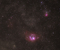 Lagunennebel(M8), Trifidnebel(M20) und Sternhaufen M21