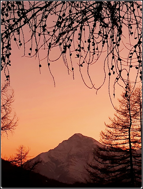 SAUZE D'OULX : il monte Chaberton al tramonto