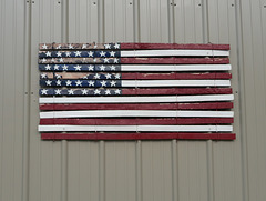 Wooden Flag on Iowa Building