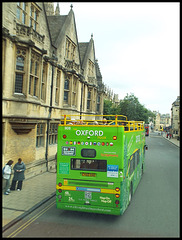 lurid-green Oxford Tour bus