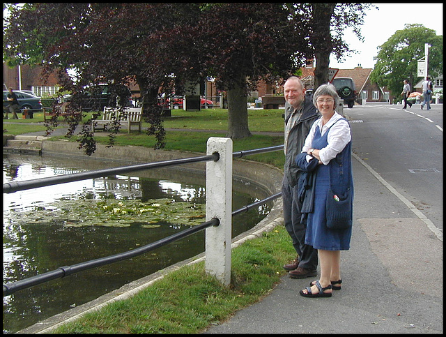 Penny & Jim survey the village pond