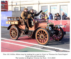 1903 Albion with eyes & tache - Brighton - Veteran Car Run - 5 11 2023