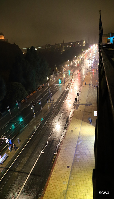 Princes Street on a rainy evening